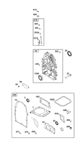 Crankcase Cover/Sump Group Diagram and Parts List for 386447-3349-G1 200000 - 399999 Briggs and Stratton Engine